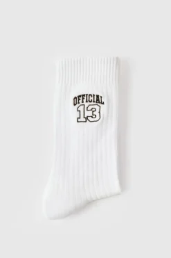 Online boohooMAN Jacquard Varsity Sports Socks white