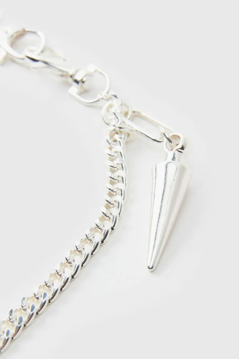 Cheap boohooMAN Jean Chain With Spike silver