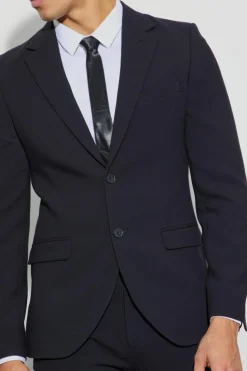 Discount boohooMAN Jersey Skinny Single Breasted Suit Jacket black