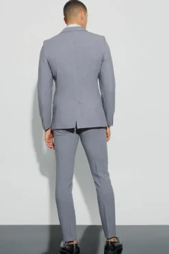 Sale boohooMAN Jersey Skinny Single Breasted Suit Jacket grey