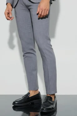 Store boohooMAN Jersey Skinny Suit Trousers grey