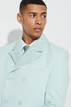 Best boohoo Lace Detail Double Breasted Suit sage
