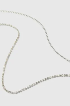 New boohooMAN Layered Cross Iced Necklace silver