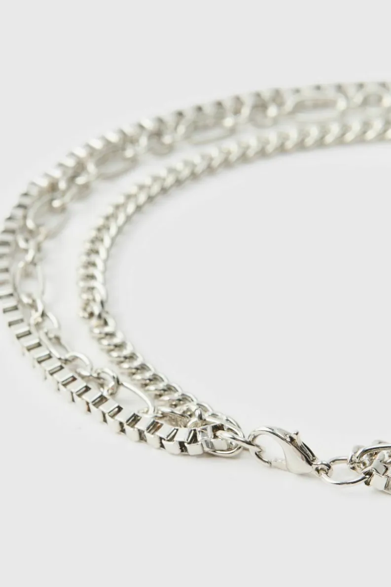Outlet boohooMAN Layered Cross Necklace silver