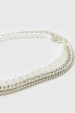 Clearance boohooMAN Layered Feather Necklace silver