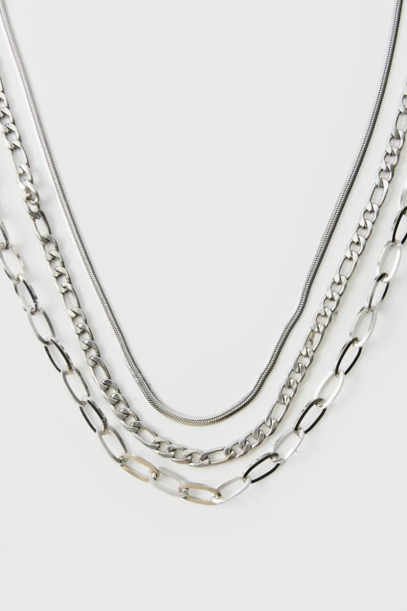 Best Sale boohooMAN Layered Necklace In silver