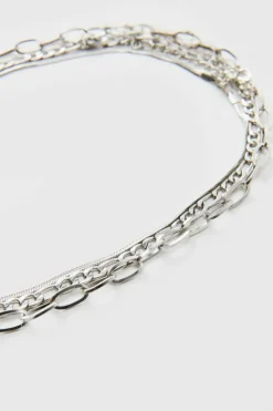 Best Sale boohooMAN Layered Necklace In silver