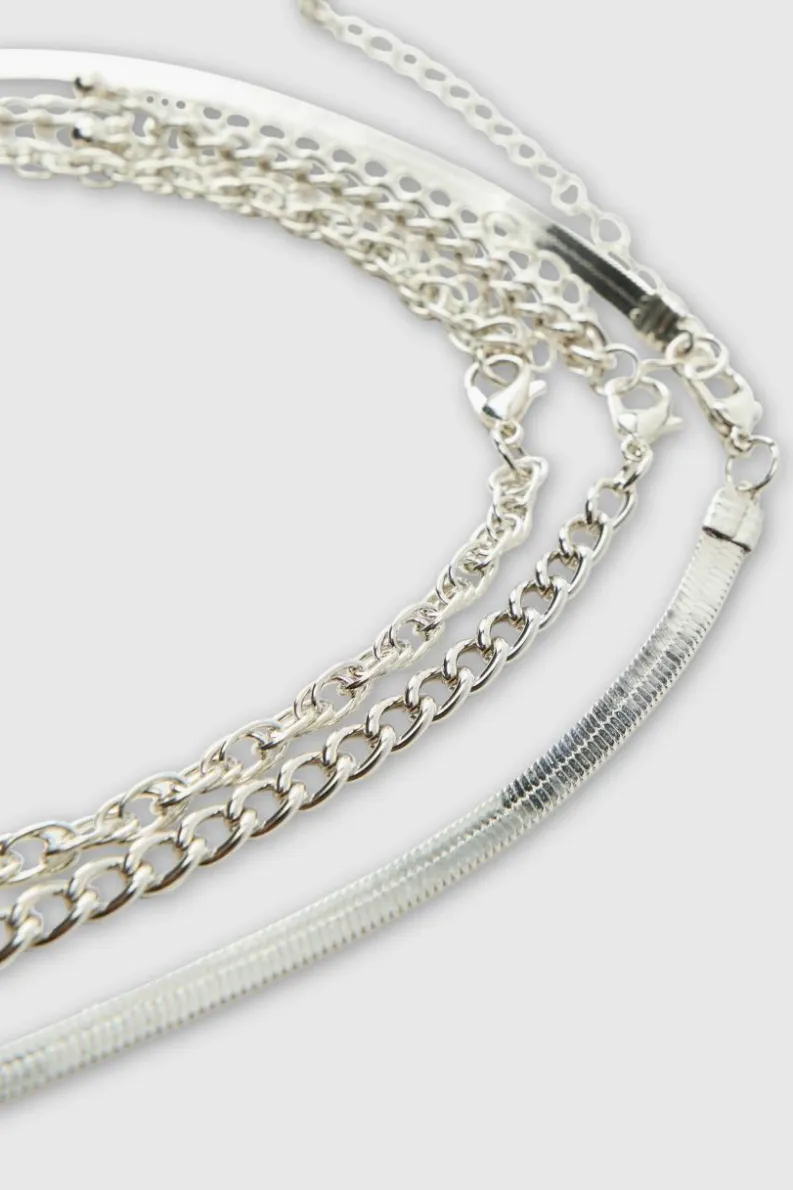 Cheap boohooMAN Layered Cross Necklace silver