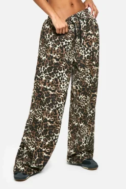 Store boohoo Print Elasticated Waist Wide Leg Jeans leopard