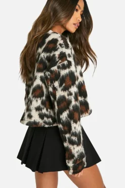 Best Sale boohoo Wool Look Bomber Jacket leopard