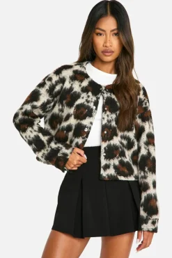 Best Sale boohoo Wool Look Bomber Jacket leopard