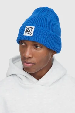 Best Sale boohooMAN Limited Edition Ribbed Micro Beanie cobalt