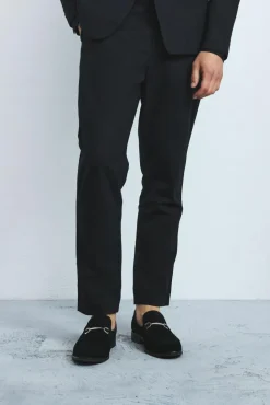 Online boohooMAN Linen Blend Tailored Trousers black