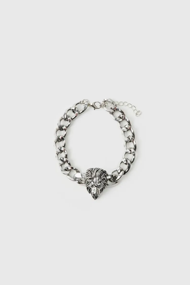 Store boohooMAN Lion Hardware Bracelet silver