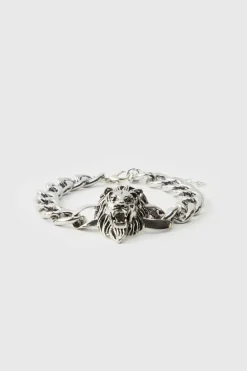 Store boohooMAN Lion Hardware Bracelet silver