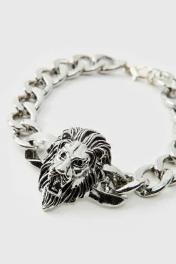 Store boohooMAN Lion Hardware Bracelet silver