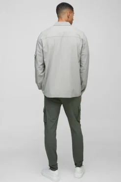 Discount boohooMAN Long Sleeve Lightweight Oversized Overshirt grey
