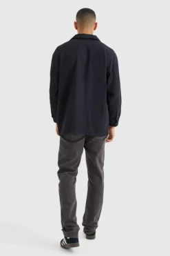 Cheap boohooMAN Long Sleeve Pleated Oversized Shirt black