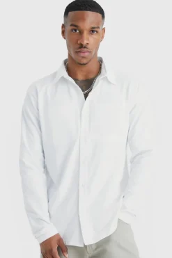 Cheap boohooMAN Long Sleeve Slim Fit Jersey Shirt white