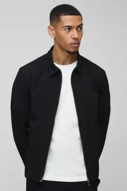 Hot boohooMAN Long Sleeve Stretch Fit Shacket black