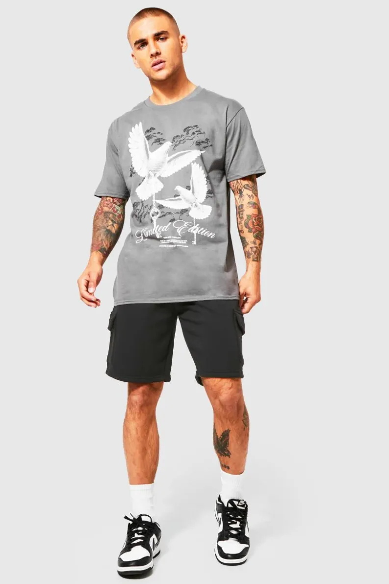 Store boohooMAN Loose Fit Cargo Jersey Short black