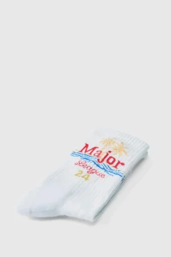 Best Sale boohooMAN Major League Graphic Sports Socks white