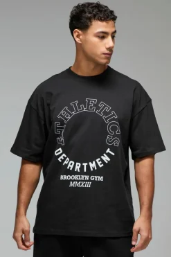 Sale boohooMAN Man Active Athletics Department Oversized T-shirt black