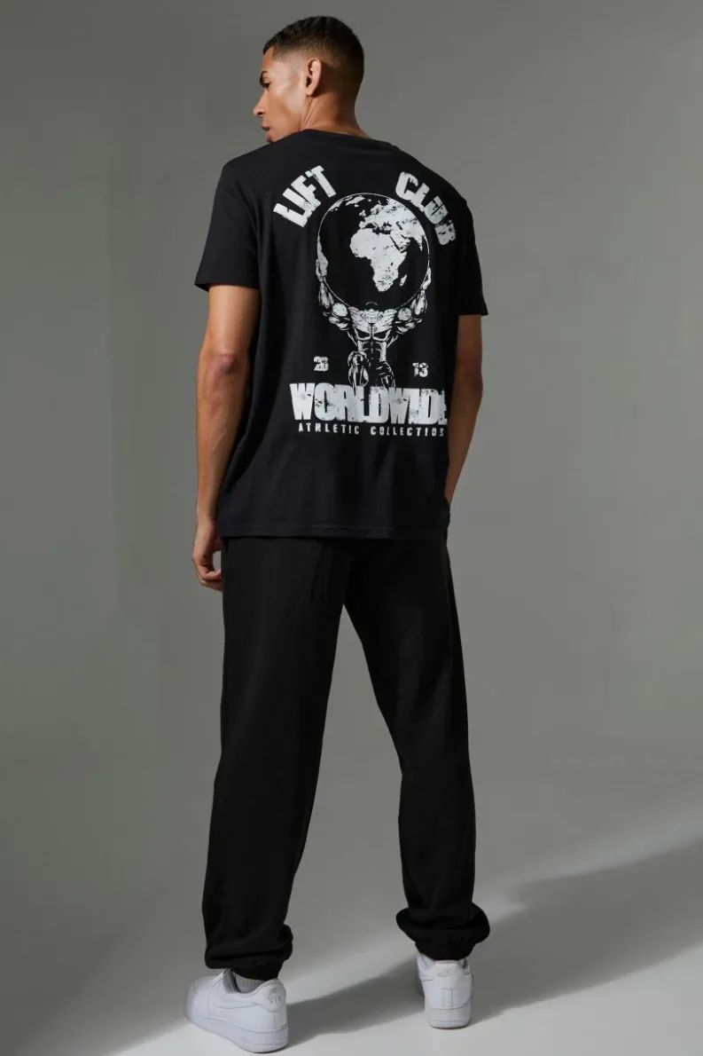 Hot boohooMAN Man Active Body Building Club Oversized Joggers black