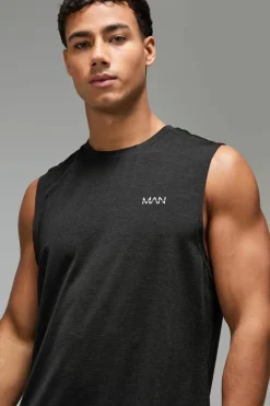 Sale boohooMAN Man Active Breathable Marl Tank black