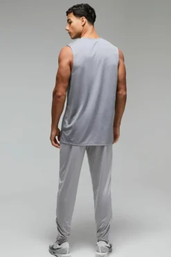 Discount boohooMAN Man Active Breathable Marl Tank light grey