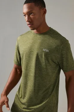 Outlet boohooMAN Man Active Breathable Marl T-shirt khaki