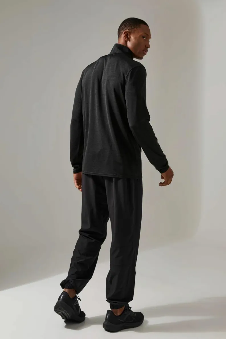 Store boohooMAN Man Active Breathable Marl 1/4 Zip Top black