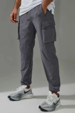 Fashion boohooMAN Man Active Cargo Cuffed Reg Fit Jogger charcoal