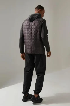 Cheap boohooMAN Man Active Check Quilted Zip Through Hoodie charcoal