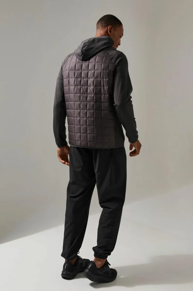 Cheap boohooMAN Man Active Check Quilted Zip Through Hoodie charcoal
