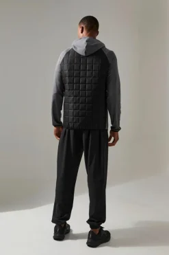 Best boohooMAN Man Active Check Quilted Zip Through Hoodie charcoal