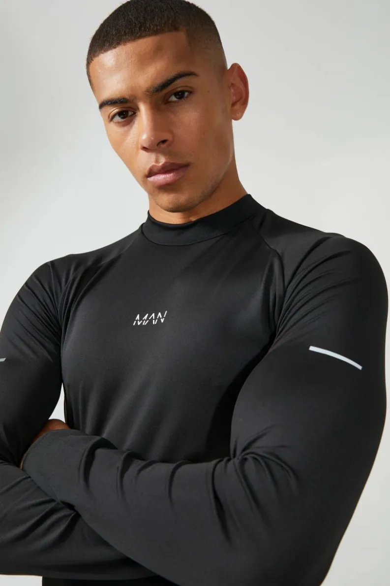 Hot boohooMAN Man Active Compression Training Top black