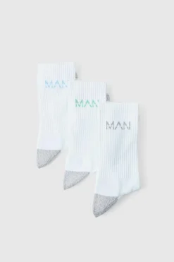 Cheap boohooMAN Man Active Cushioned Training Crew 3 Pack Socks white