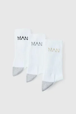 New boohooMAN Man Active Cushioned Training Crew 3 Pack Socks white