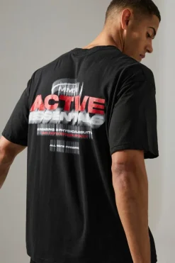 Store boohooMAN Man Active Essentials Blurred Oversized T-shirt black