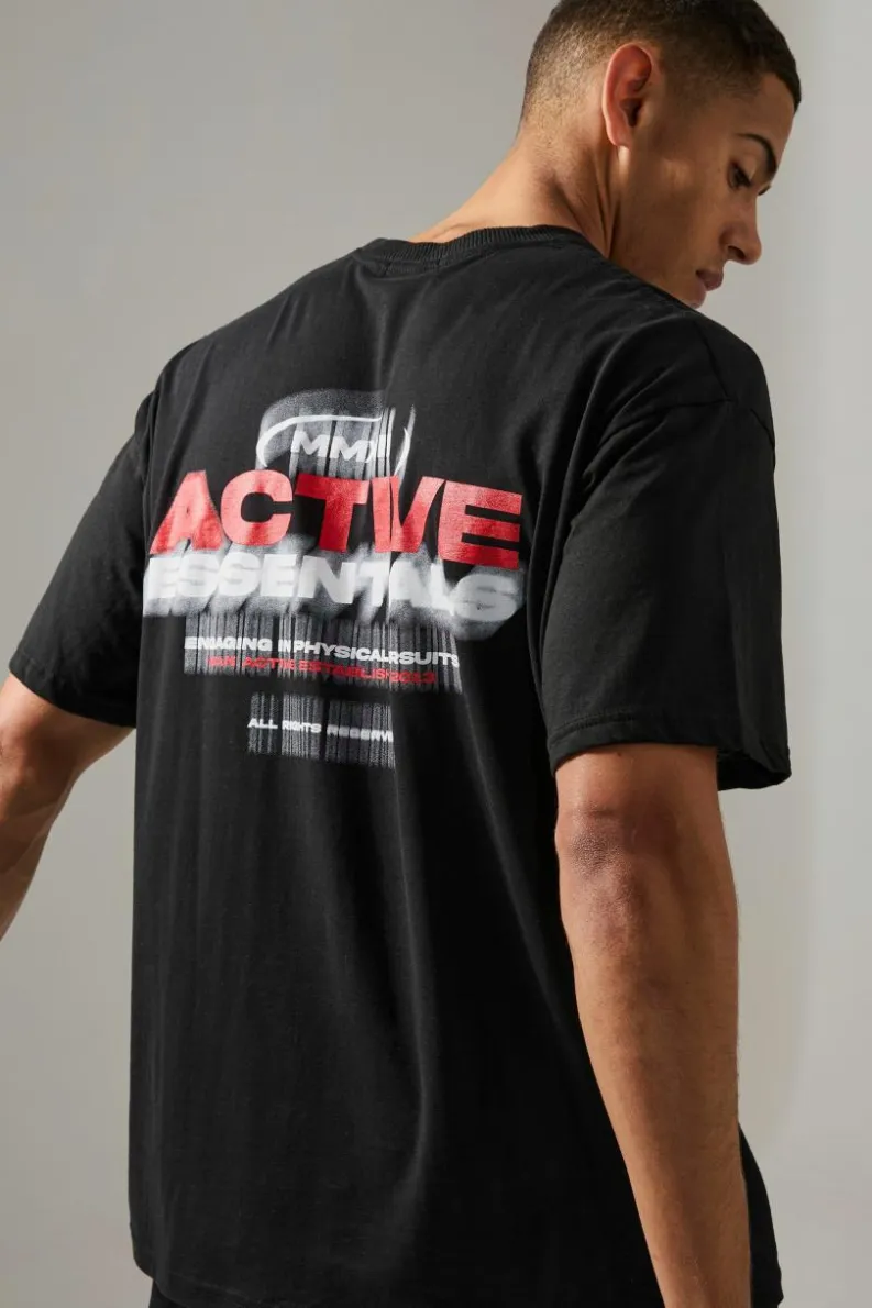 Store boohooMAN Man Active Essentials Blurred Oversized T-shirt black