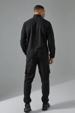 Online boohooMAN Man Active Fleece 1/4 Zip black