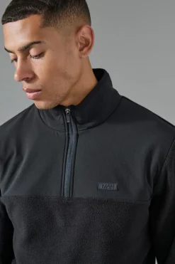Online boohooMAN Man Active Fleece 1/4 Zip black