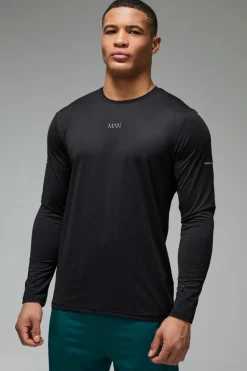 Fashion boohooMAN Man Active Grid Texture Regular Fit Long Sleeve black