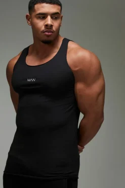 Discount boohooMAN Man Active Gym Basic Muscle Fit Vest black