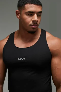 Discount boohooMAN Man Active Gym Basic Muscle Fit Vest black