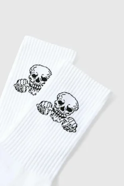 Outlet boohooMAN Man Active Gym Skull Crew Socks white