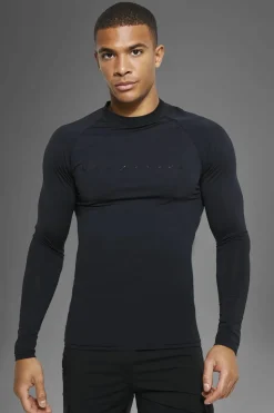 Outlet boohooMAN Man Active Gym Tech Long Sleeve Muscle Fit Top black