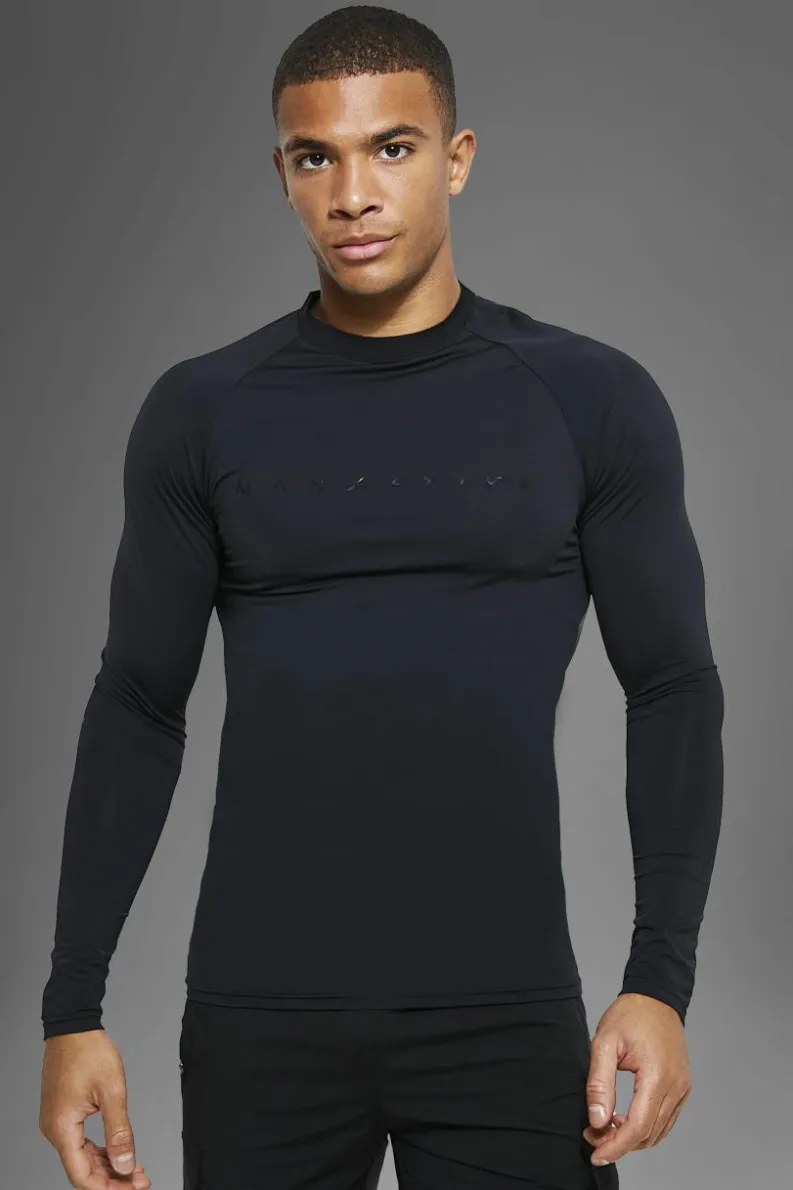 Outlet boohooMAN Man Active Gym Tech Long Sleeve Muscle Fit Top black
