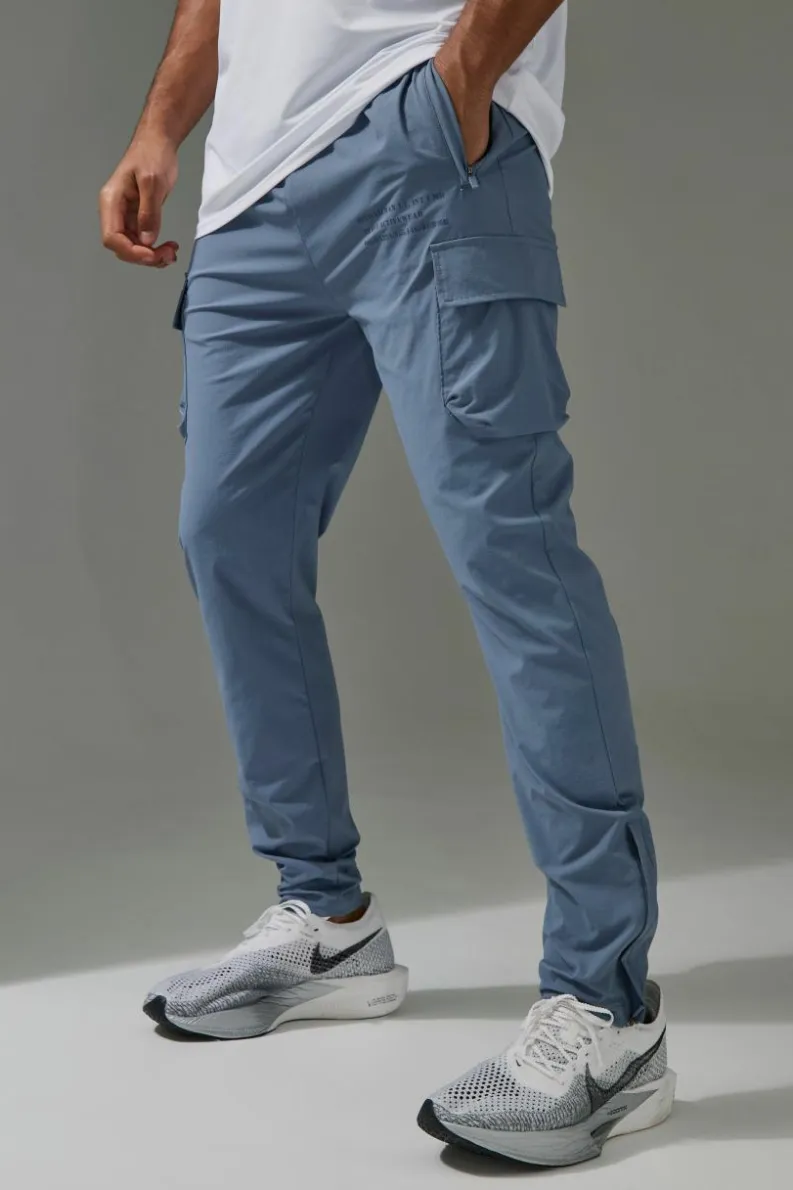 Hot boohooMAN Man Active Gym Technical Cargo Jogger steel